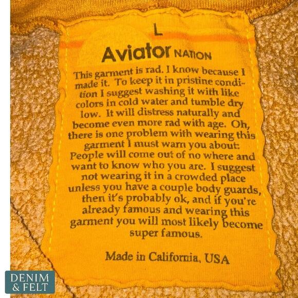 Aviator Nation Aspen Zip Hoodie Mustard Yellow Striped Sleeves Size Large RARE!! - Picture 12 of 15